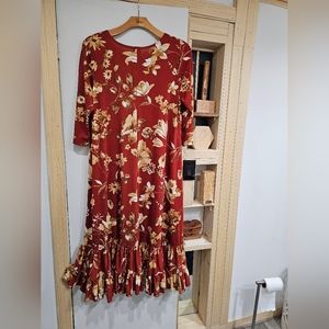 Zadie B beautiful rust colored dress. Polyester - stretchy.